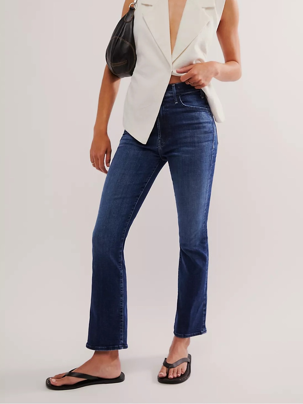 MOTHER the Hustler High Rise Ankle Flare Jeans Perfectly You Classic Modern Fit